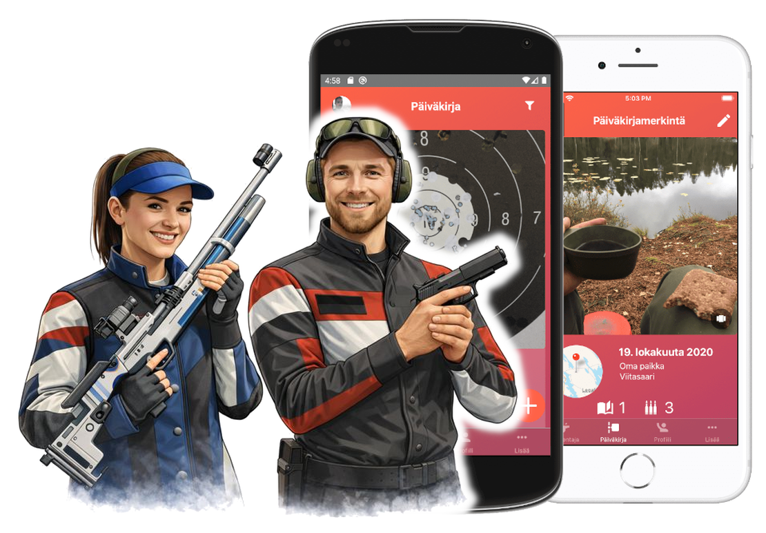 Kuva: ampumapäiväkirjasovellus iOS:lle ja Androidille